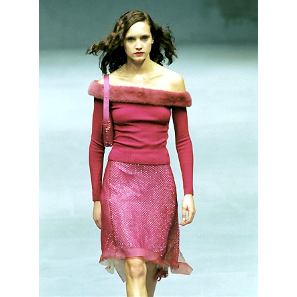 Vintage Blumarine FW 1999 Runway Coquette Wool Cable Knit Sweater